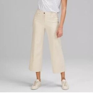 Lululemon City Sleek 5 Pocket High-Rise Wide-Leg Pant 7/8 Beige sz 28 LW5DXXS